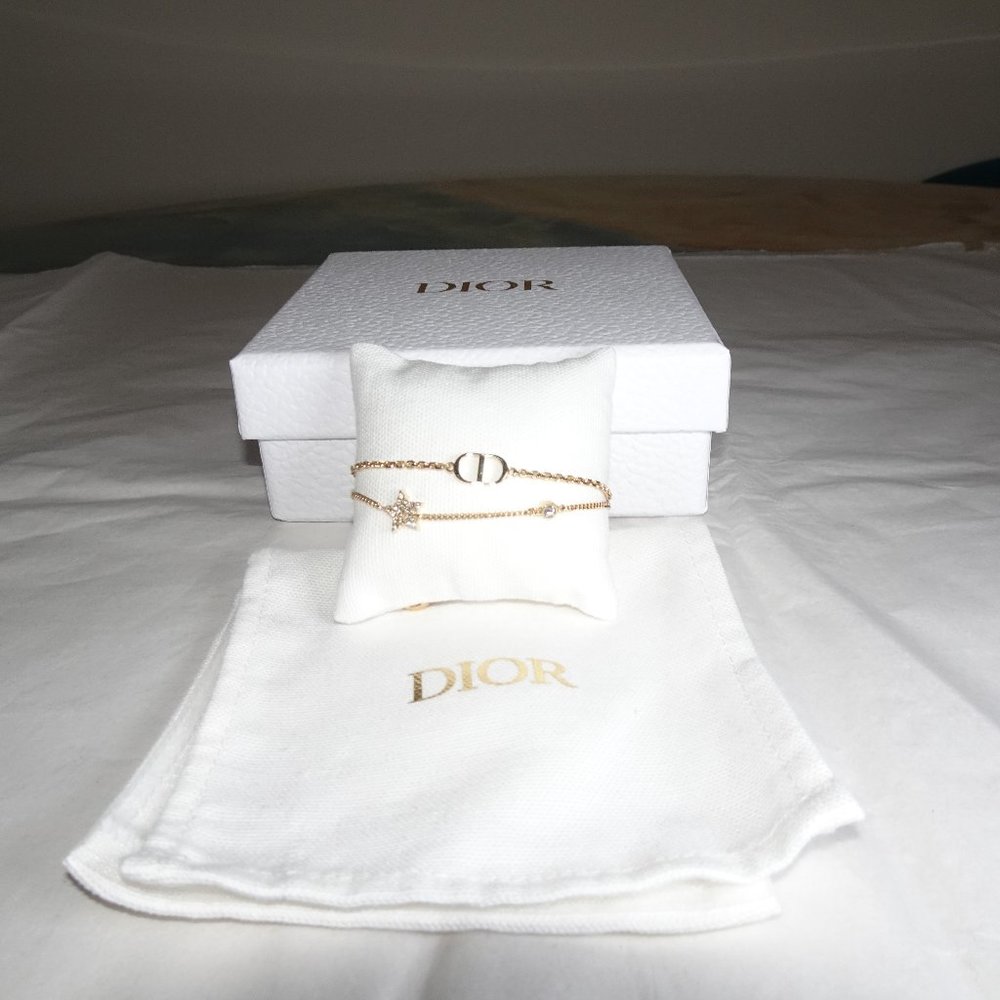 Dior Gold CD Logo Star Crystal Bracelet